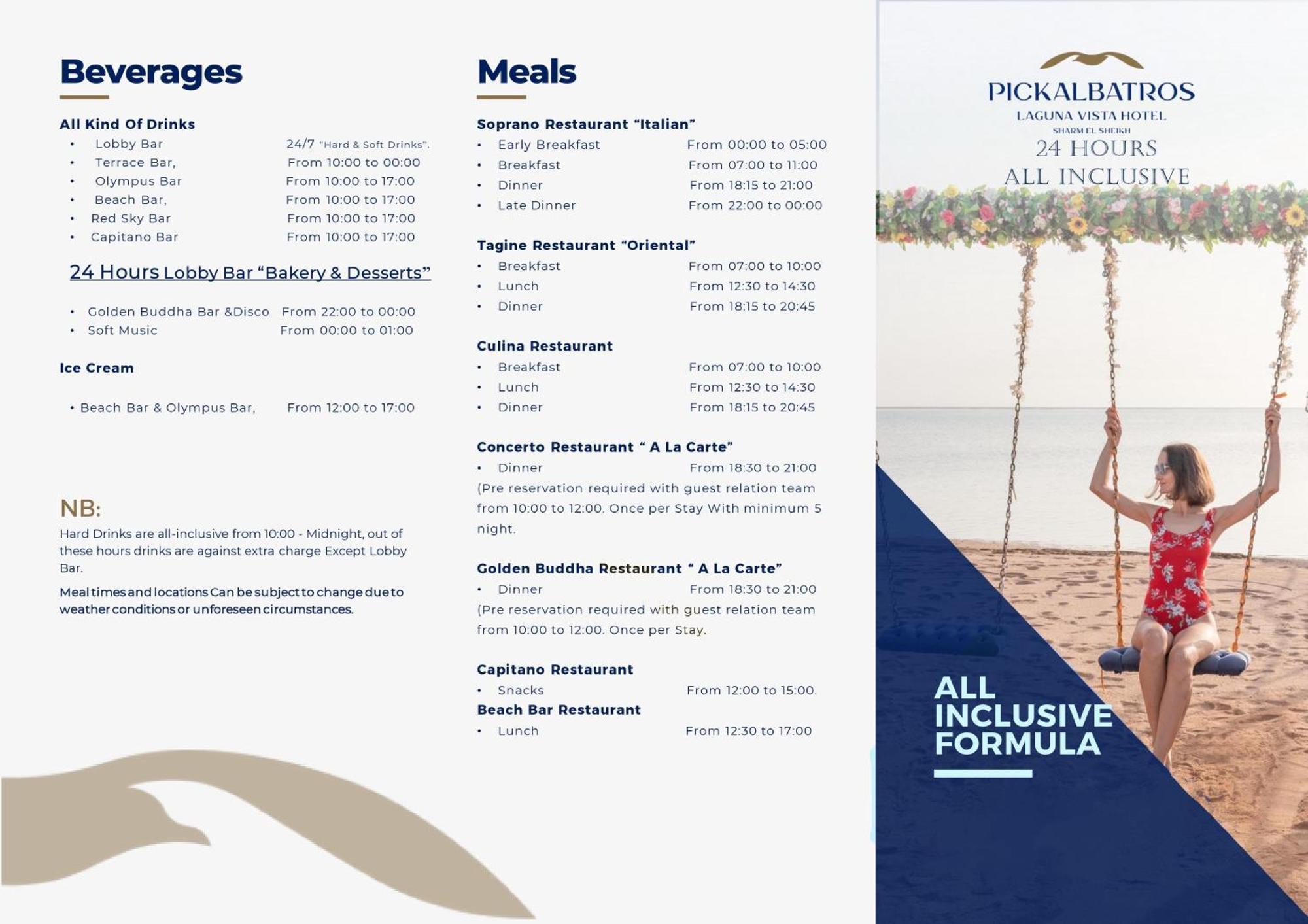 Pickalbatros Laguna Vista Aqua Park シャルム・エル・シェイク エクステリア 写真 Menu of the 25 Hours All Inclusive